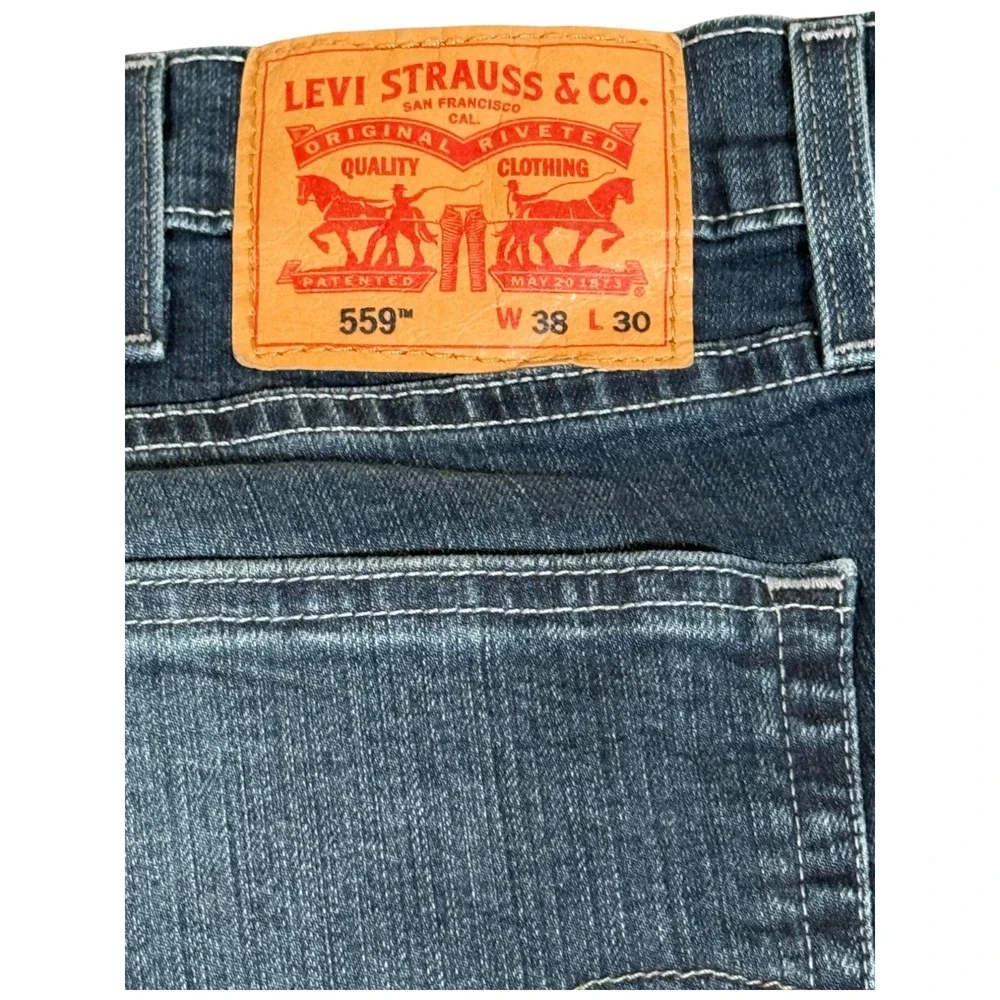 Levis Jeans‎ Mens 38x30 Blue 559 Relaxed Straight Distressed Workwear Grunge Y2k